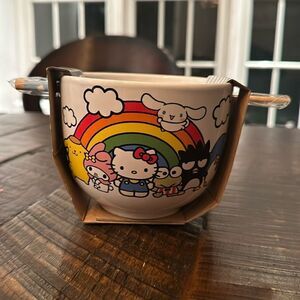 Hello Kitty and Friends Ceramic Bowl + Chopsticks